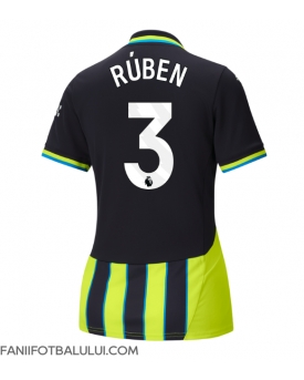 Manchester City Ruben Dias #3 Tricou Fotbal Replică 2024-25 Femei Deplasare
